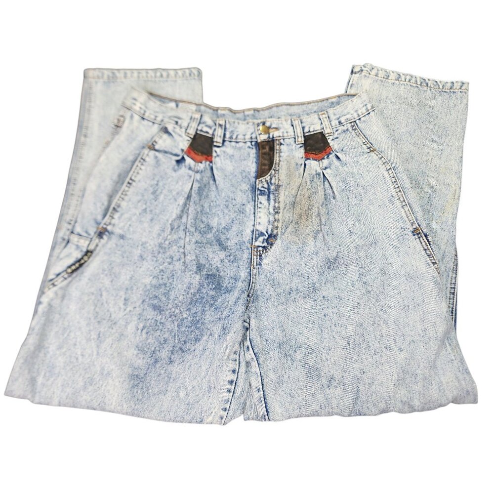 Vintage Cotler Denim Acid Wash Jeans 38 x 32 Baggy Pleated Distressed Grunge
